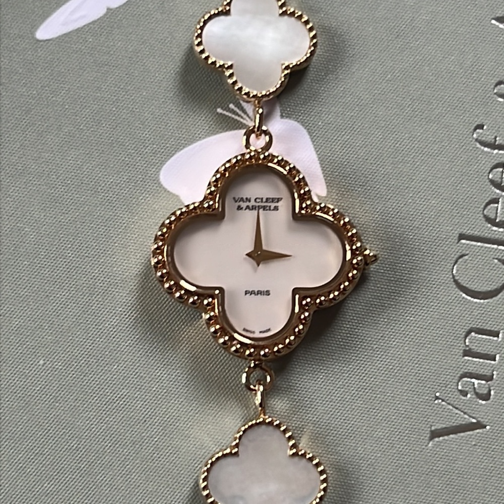 Authentic Van Cleef & Arpels Gold Al Hambra Bracelet Watch
